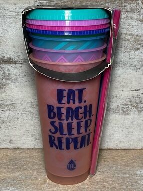 Set 4 Pack Tal Color Changing Reusable WORDS Tumblers, Straws & Lids 24oz New